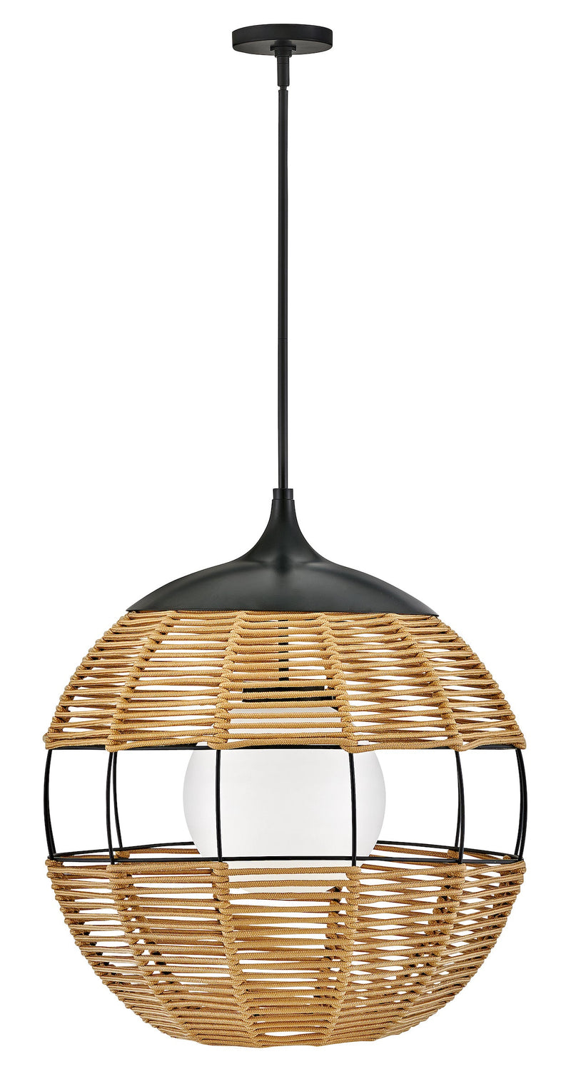 19675bk-nat - outdoor hanging Black with Light Natural Nylon Shade - www.donslighthouse.ca