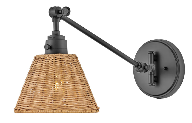 3690bk-nat - wall light Black with Light Natural Nylon Shade - www.donslighthouse.ca