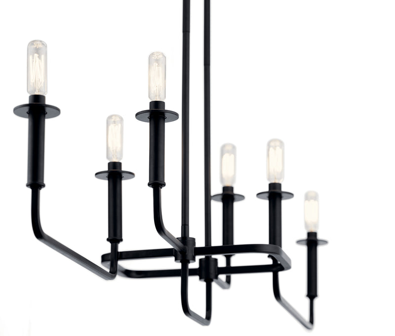 Alden - 6lt Linear Chandelier Black - 43362BK