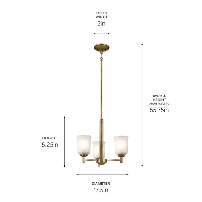 Shailene Natural Brass Mini Chandelier 3Lt - 43670NBR