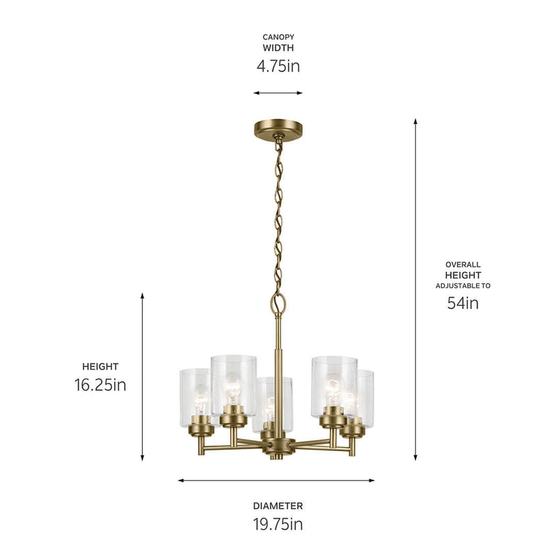 Winslow Natural Brass Chandelier 5Lt - 44030NBR