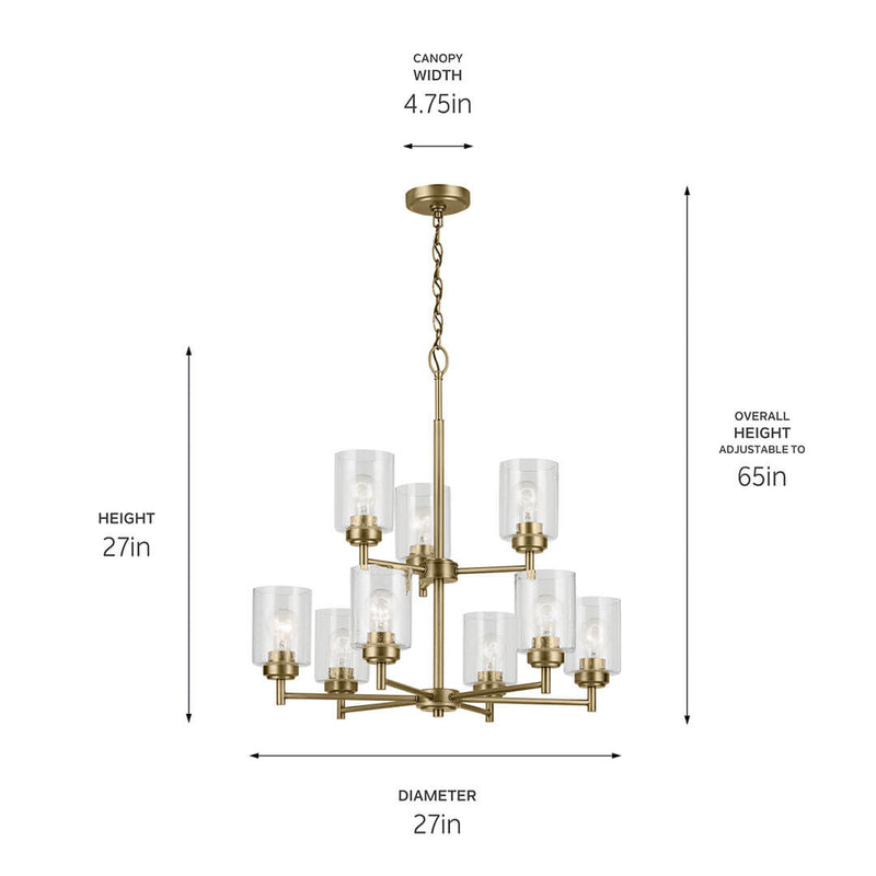 Winslow Natural Brass Chandelier 9Lt - 44031NBR