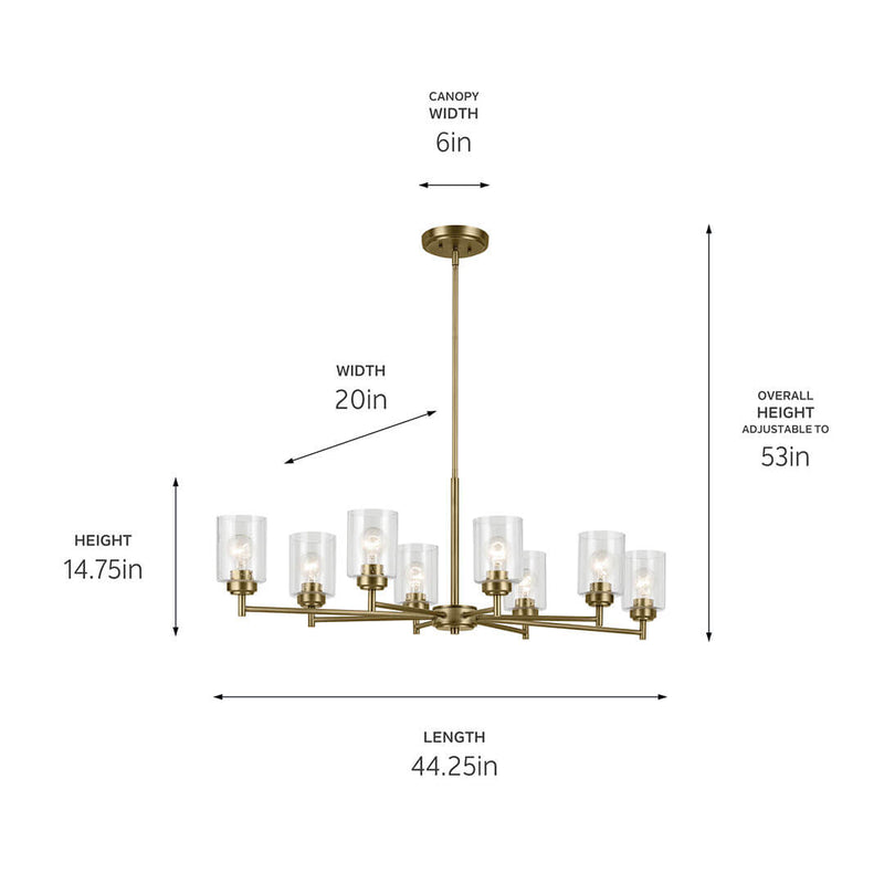 Winslow Natural Brass Chandelier 8Lt - 44035NBR