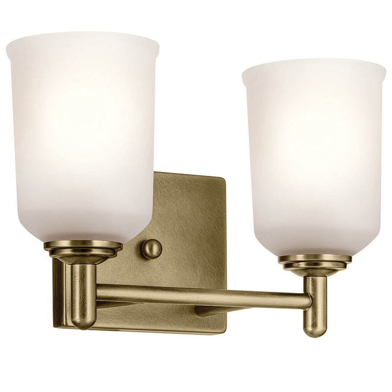 45573NBR - vanity 2 light Natural Brass - Dons Light House