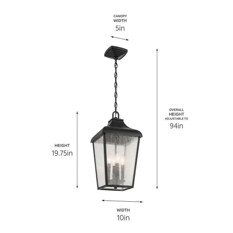 Forestdale Textured Black Outdoor Pendant 4Lt - 49740BKT