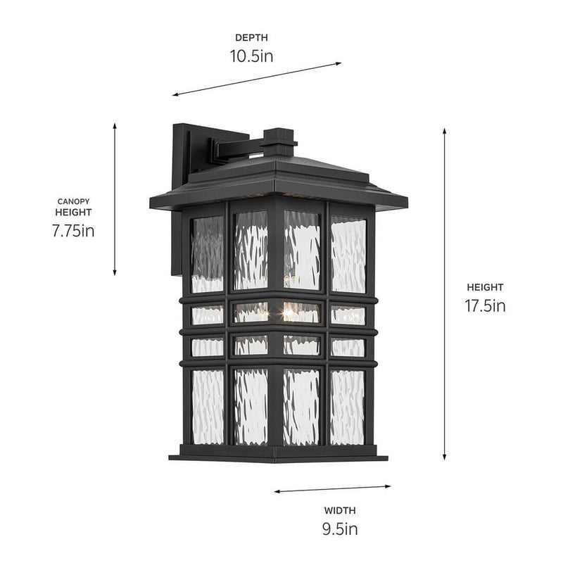 Beacon Square Textured Black Outdoor Wall 1Lt - 49831BKT