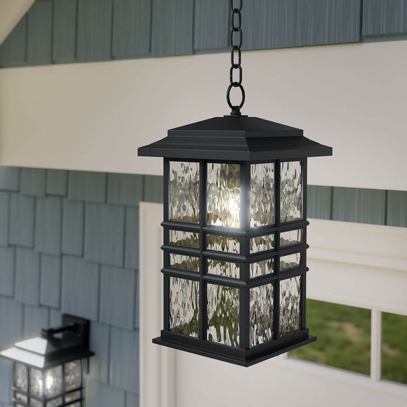 Beacon Square Textured Black Outdoor Pendant 1Lt - 49833BKT