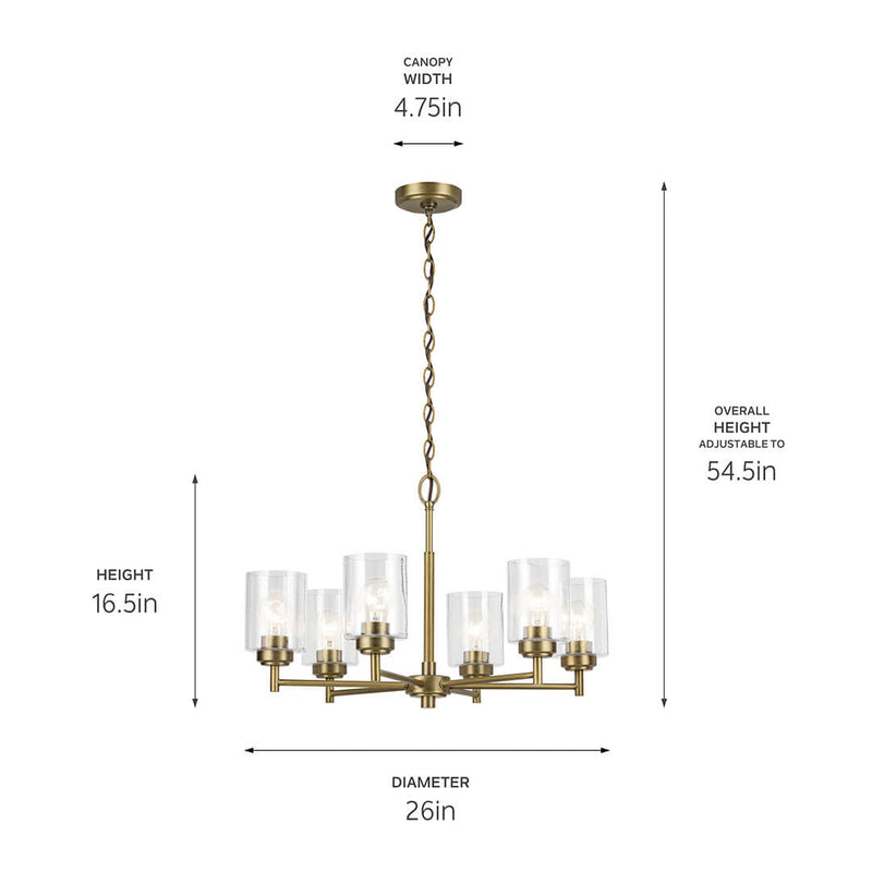 Winslow Natural Brass Chandelier 6Lt - 52616NBR