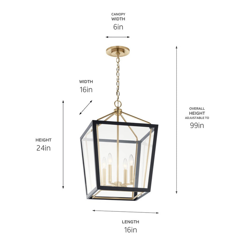 Delvin Champagne Bronze Foyer Pendant 4Lt - 52619CPZBK