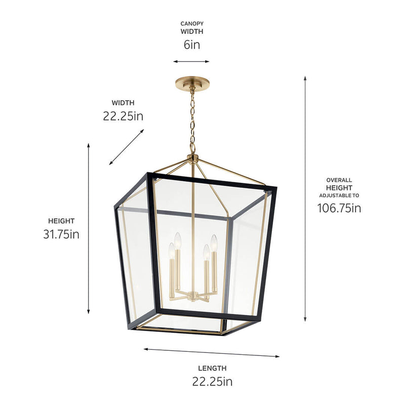 Delvin Champagne Bronze Foyer Pendant 4Lt - 52620CPZBK