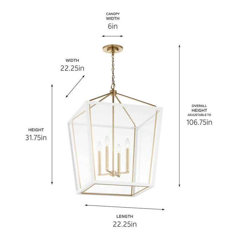 Delvin Champagne Bronze Foyer Pendant 4Lt - 52620CPZWH