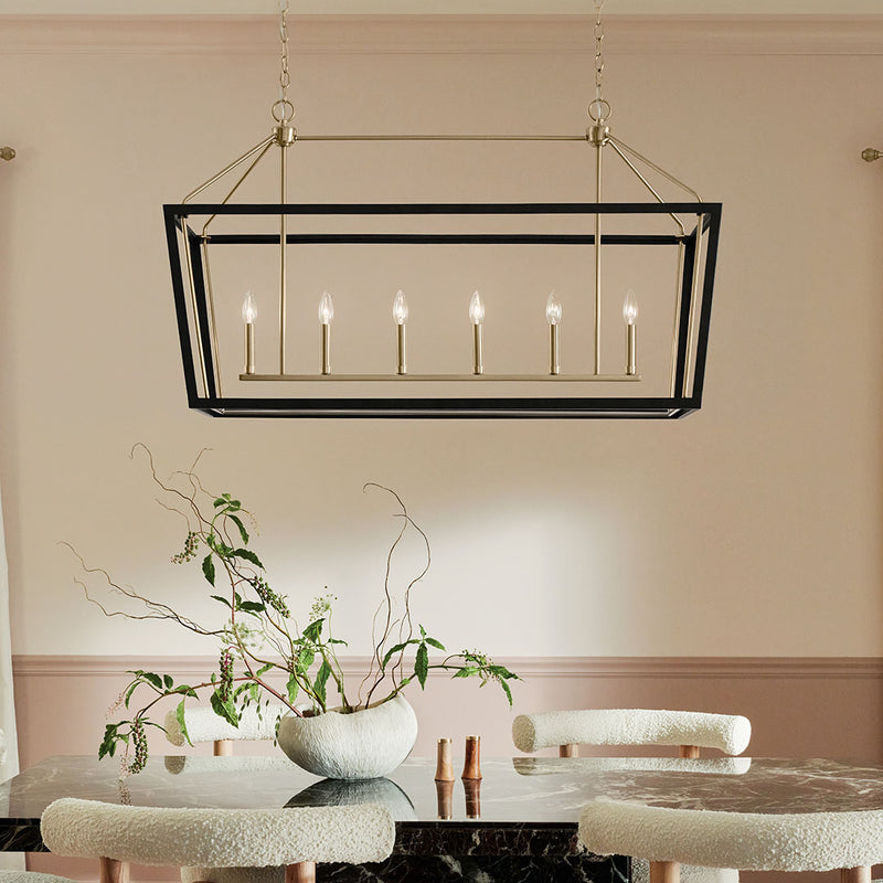 Delvin Champagne Bronze Linear Chandelier 6Lt - 52622CPZBK