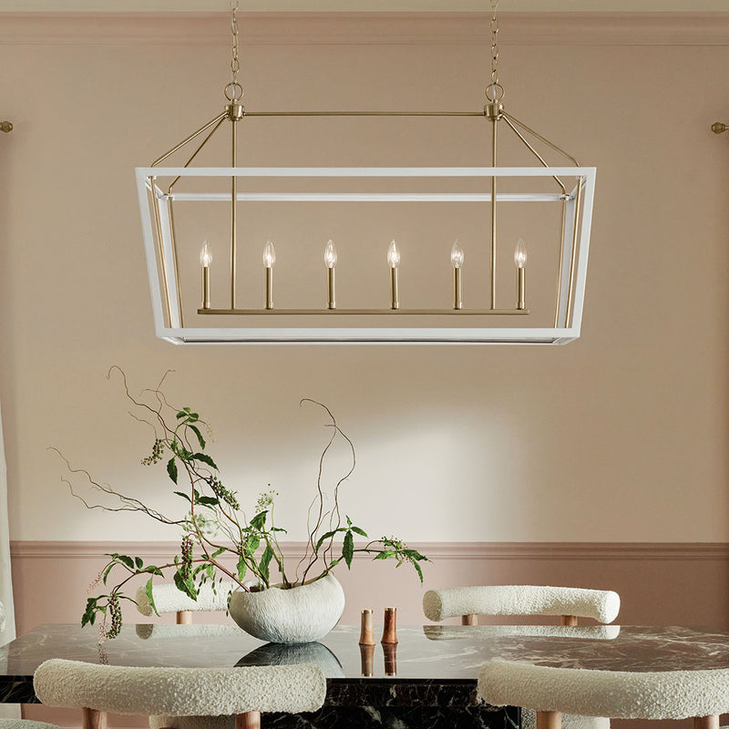 Delvin Champagne Bronze Linear Chandelier 6Lt - 52622CPZWH