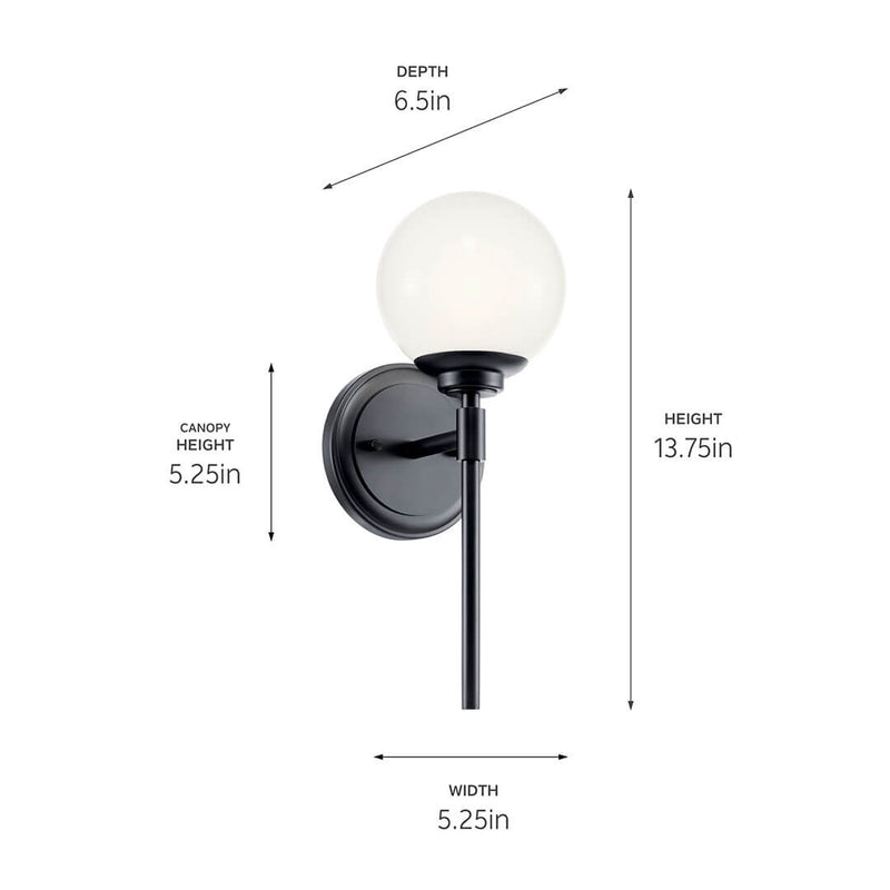 Benno Black Wall Sconce 1Lt - 55170BK