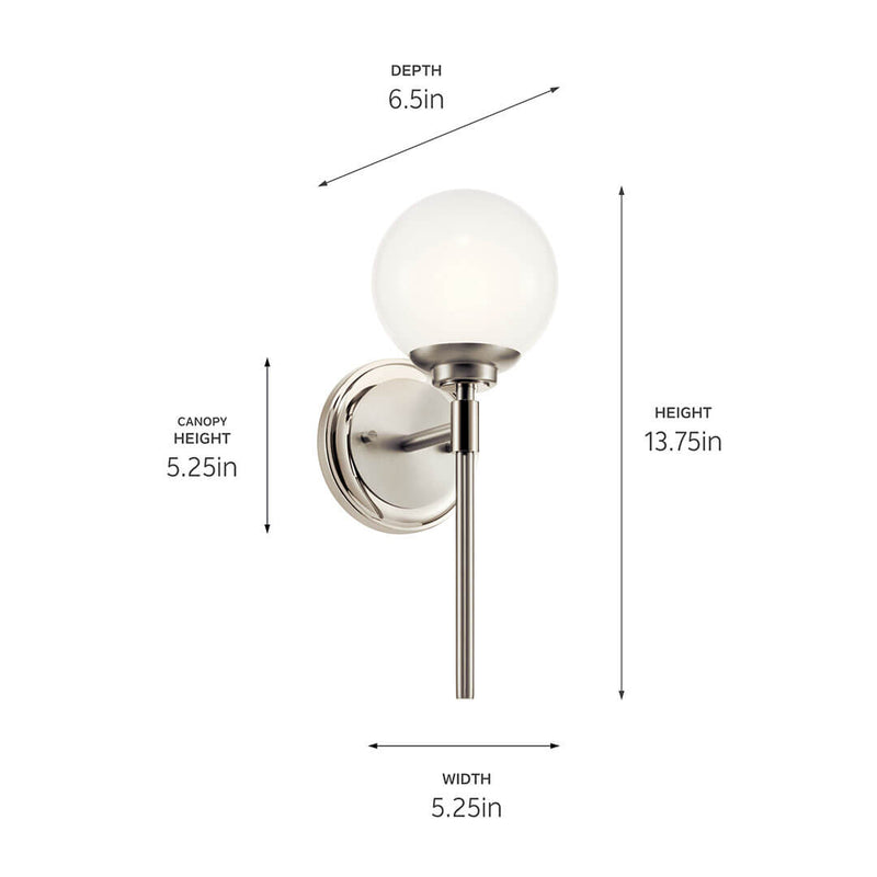 Benno Polished Nickel Wall Sconce 1Lt - 55170PN