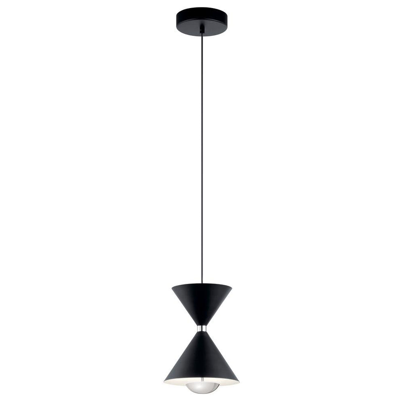 84112 - mini pendant Matte Black & Polished Nickel + WHT - Gloss White Inside - www.donslighthouse.ca