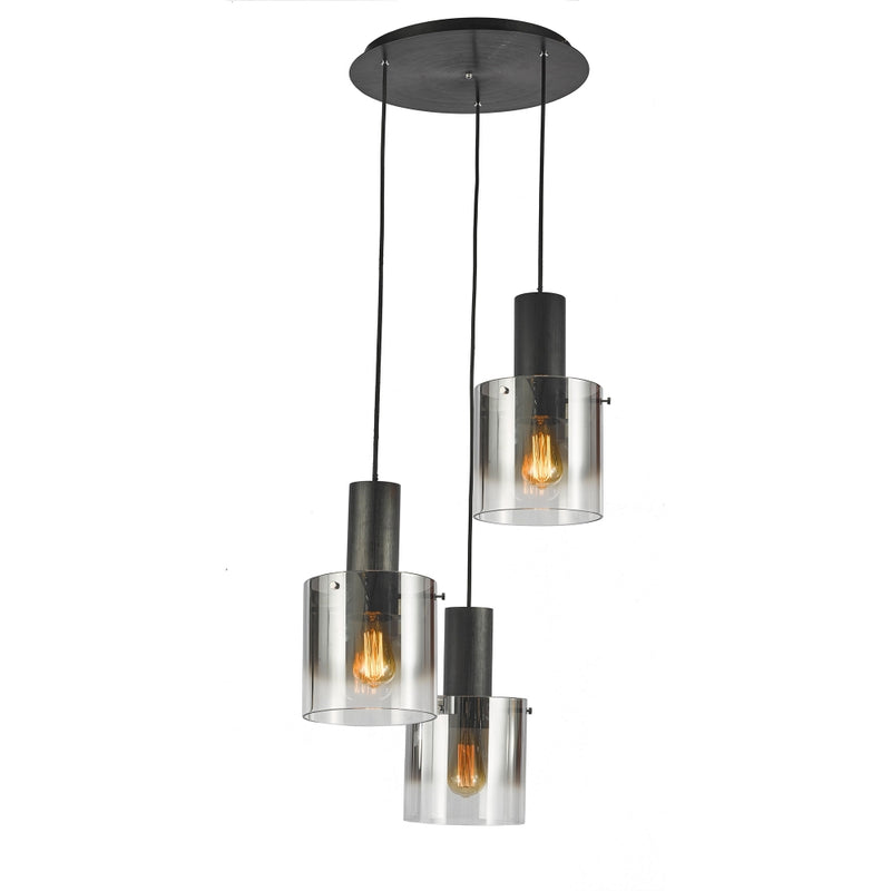 ac11523sm - multi-light pendant Satin Black & Smoke Glass - www.donslighthouse.ca