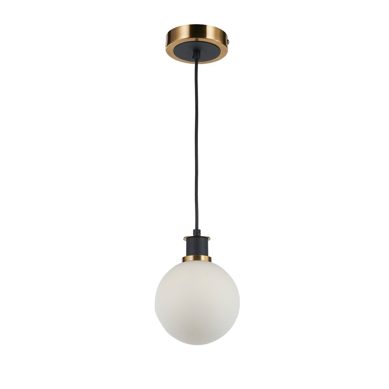 AC11870WH - Gem Collection 1-Light Pendant with White Glass Black and Brushed Brass - www.donslighthouse.com