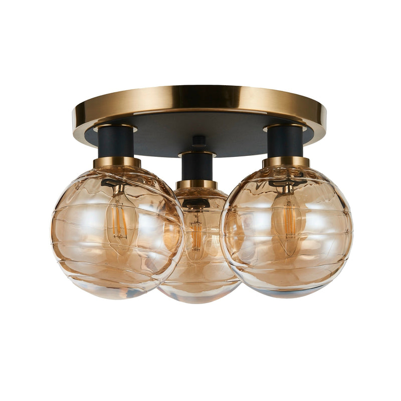 Gem Collection 3-Light Semi-Flush Mount with Amber Glass - AC11873AM