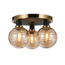 Gem Collection 3-Light Semi-Flush Mount with Amber Glass - AC11873AM