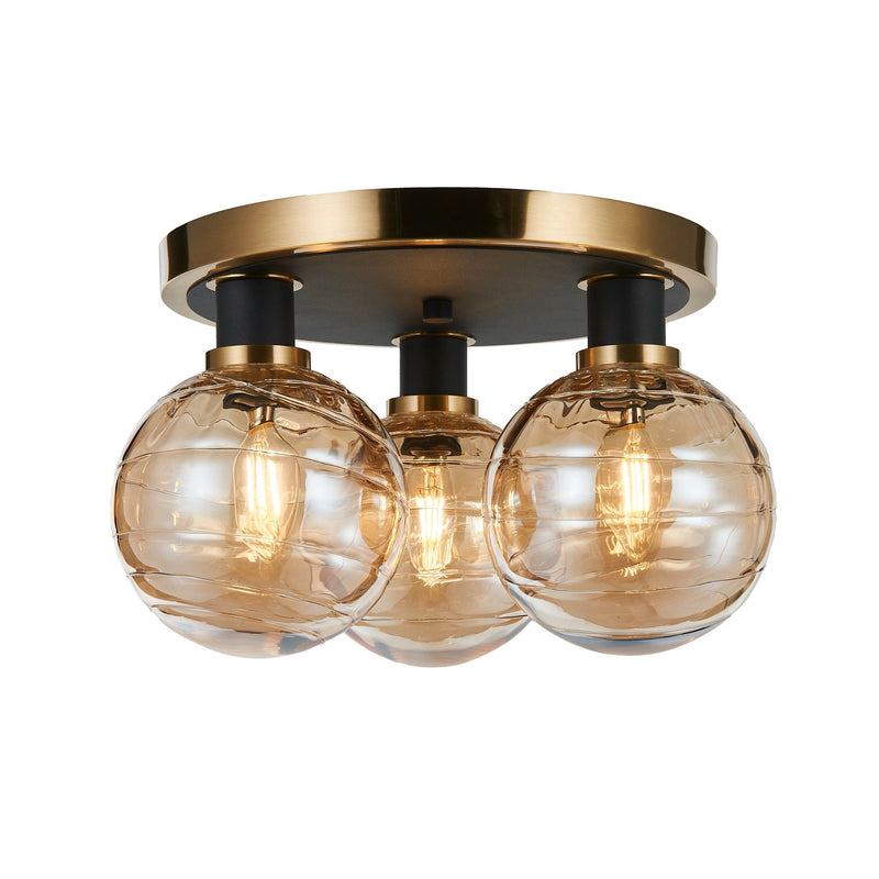 Gem Collection 3-Light Semi-Flush Mount with Amber Glass - AC11873AM