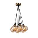 AC11877AM - Gem Collection 7-Light Pendant with Amber Glass Black and Brushed Brass - www.donslighthouse.com