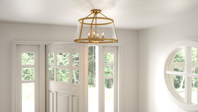 Barlow - Semi-flush mount 4 light weathered brass - BAW1716WS