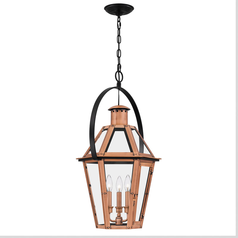 Burdett - Outdoor hanging 3 lights aged copper - BURD1918AC