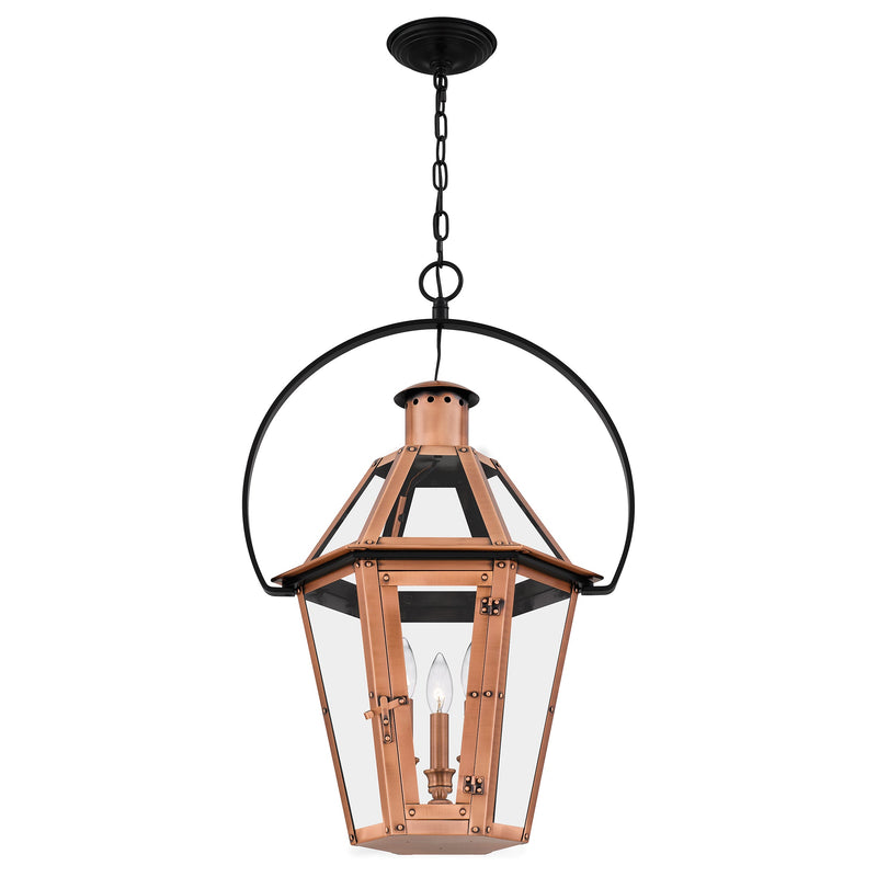 Burdett - Outdoor hanging 3 lights aged copper - BURD1918AC