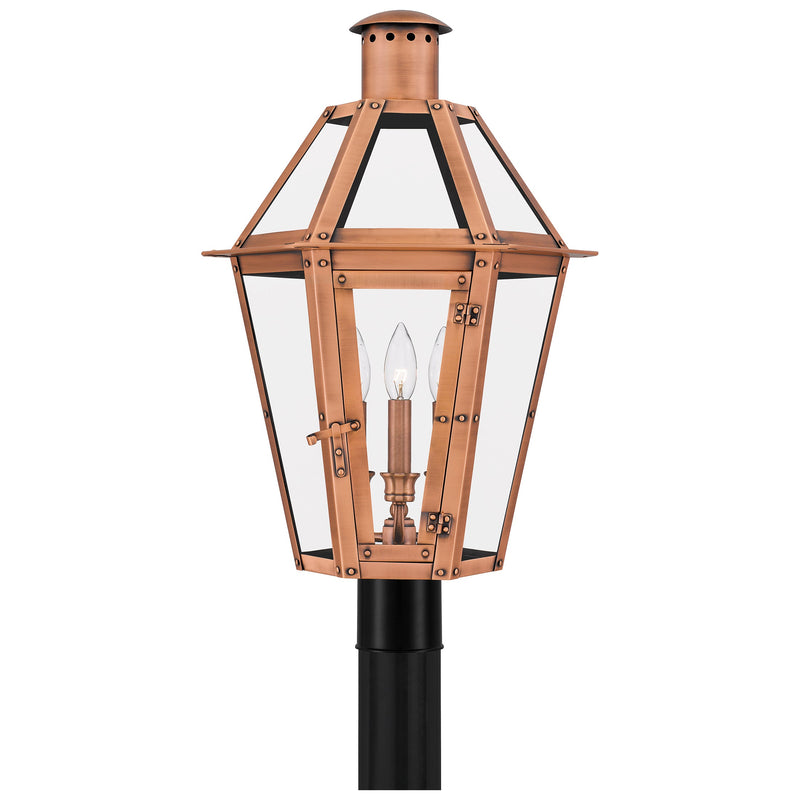 Burdett - Outdoor post 3 lights aged copper - BURD9015AC