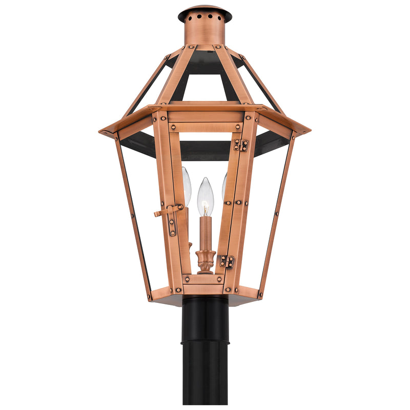 Burdett - Outdoor post 3 lights aged copper - BURD9015AC