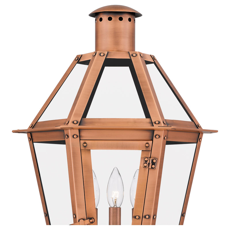 Burdett - Outdoor post 3 lights aged copper - BURD9015AC