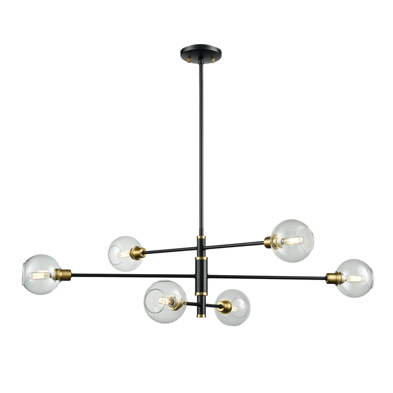 dvp20802vbr_gr-cl - linear chandelier Venetian Brass and Graphite with Clear Glass - www.donslighthouse.ca