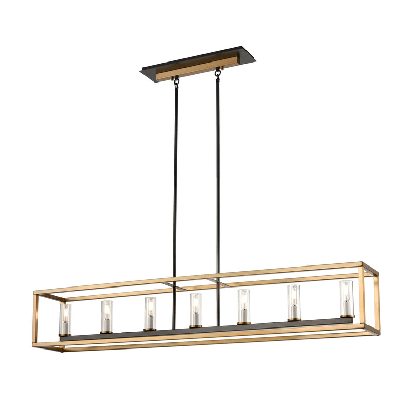 dvp28104mf_br_gr-cl - linear chandelier Multiple Finishes and Brass and Graphite with Clear Glass - www.donslighthouse.ca