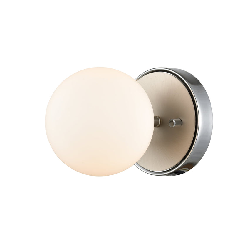 dvp34501ch_bn-op - wall light Chrome and Buffed Nickel with Half Opal Glass - www.donslighthouse.ca