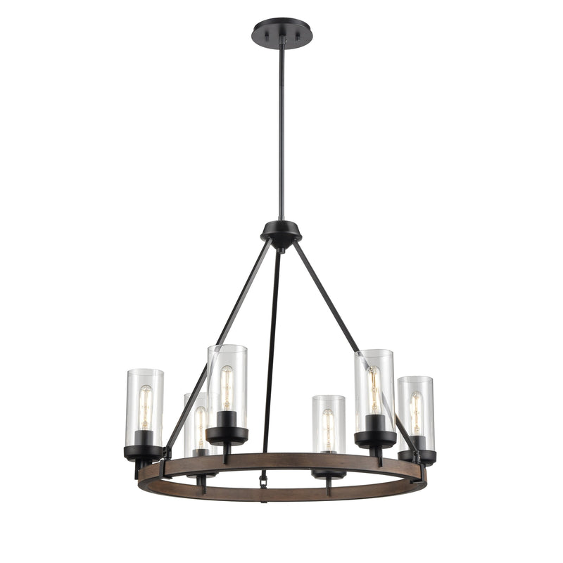 dvp38626gr_iw-cl - chandelier Graphite and Ironwood On Metal with Clear Glass - www.donslighthouse.ca