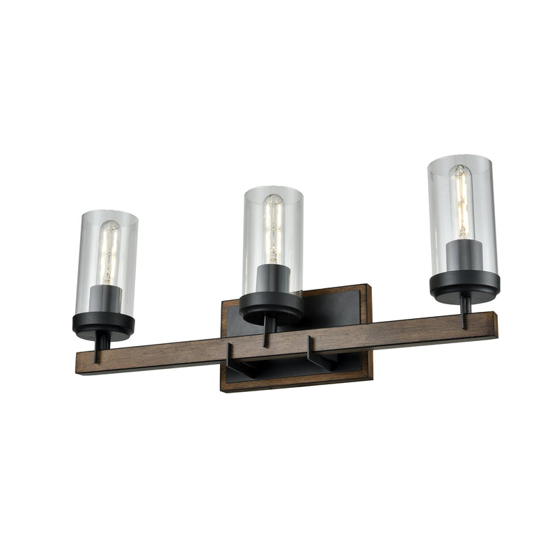 dvp38643gr_iw-cl - vanity 3 light Graphite and Ironwood On Metal with Clear Glass - www.donslighthouse.ca