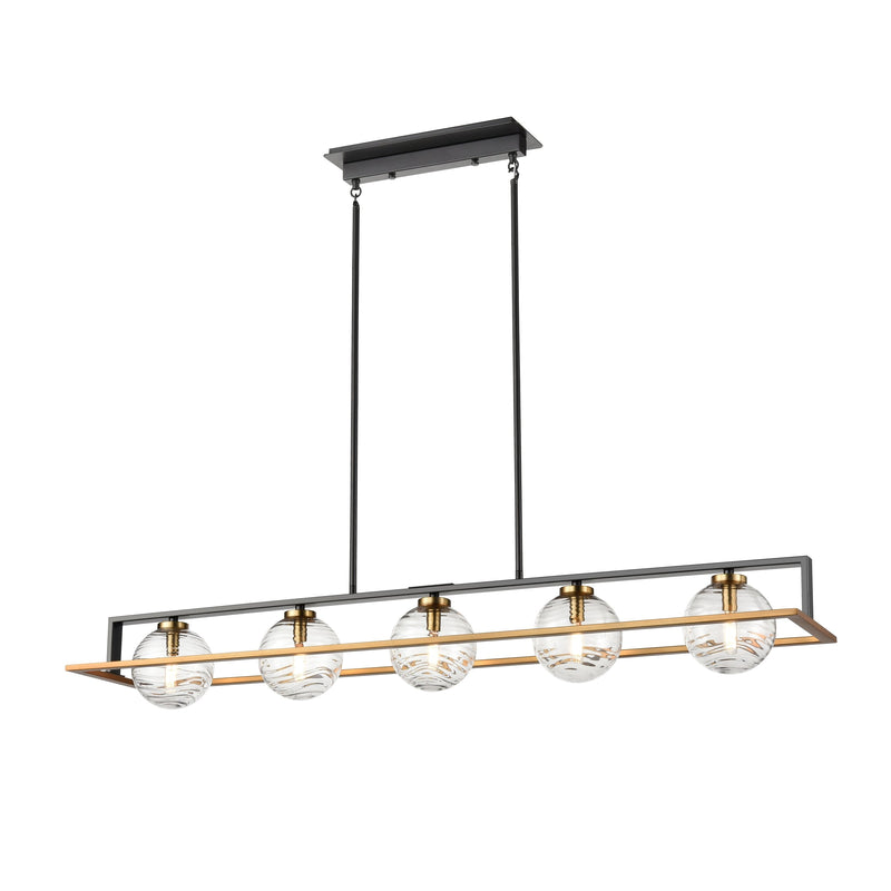 dvp40402br_gr-rpg - linear chandelier Brass and Graphite with Ripple Glass - www.donslighthouse.ca