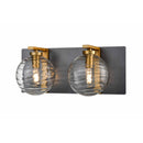 dvp40422br_gr-rpg - vanity 2 light Brass and Graphite with Ripple Glass - www.donslighthouse.ca