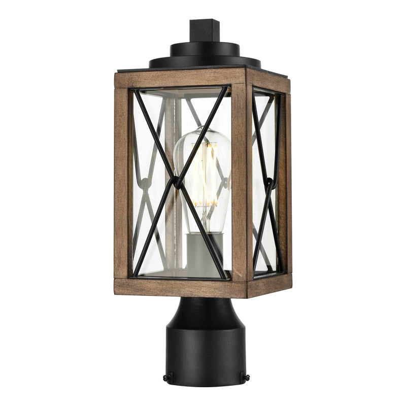 dvp43377bk_iw-cl - outdoor post Black and Ironwood On Metal with Clear Glass - www.donslighthouse.ca