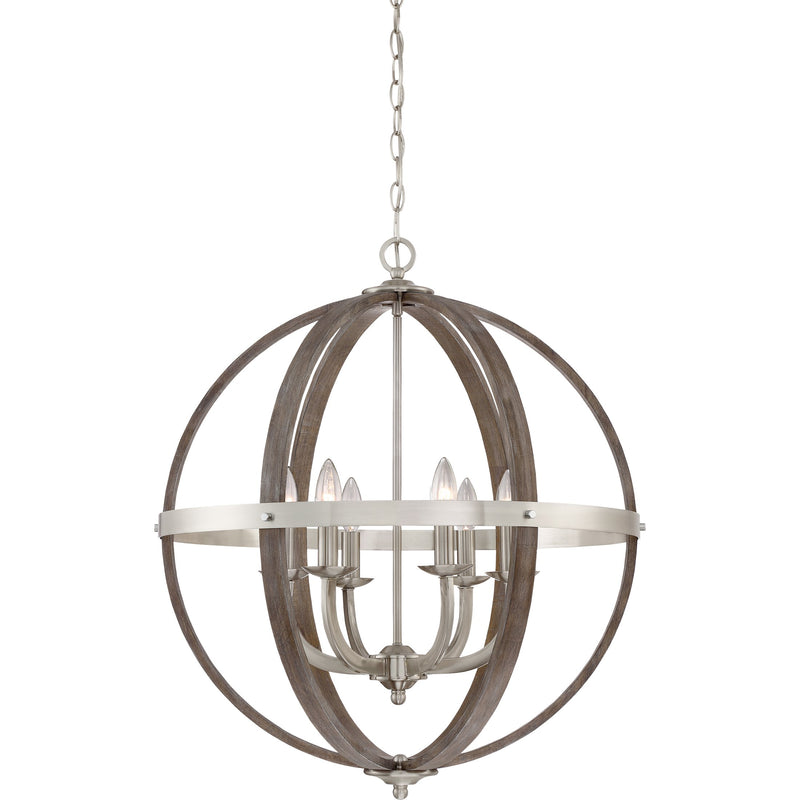 Fusion - 6lts foyer  brushed nickel  24.5"d - FSN5206BN