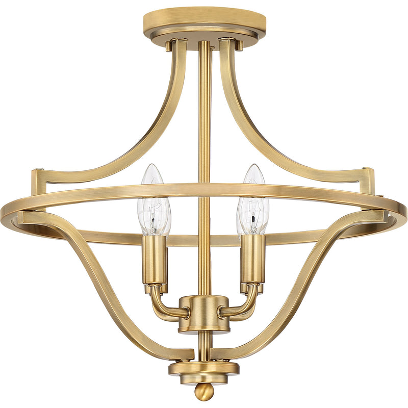 Harvel - Semi-flush mount 4 light weathered brass - QF5119WS