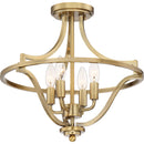 Harvel - Semi-flush mount 4 light weathered brass - QF5119WS