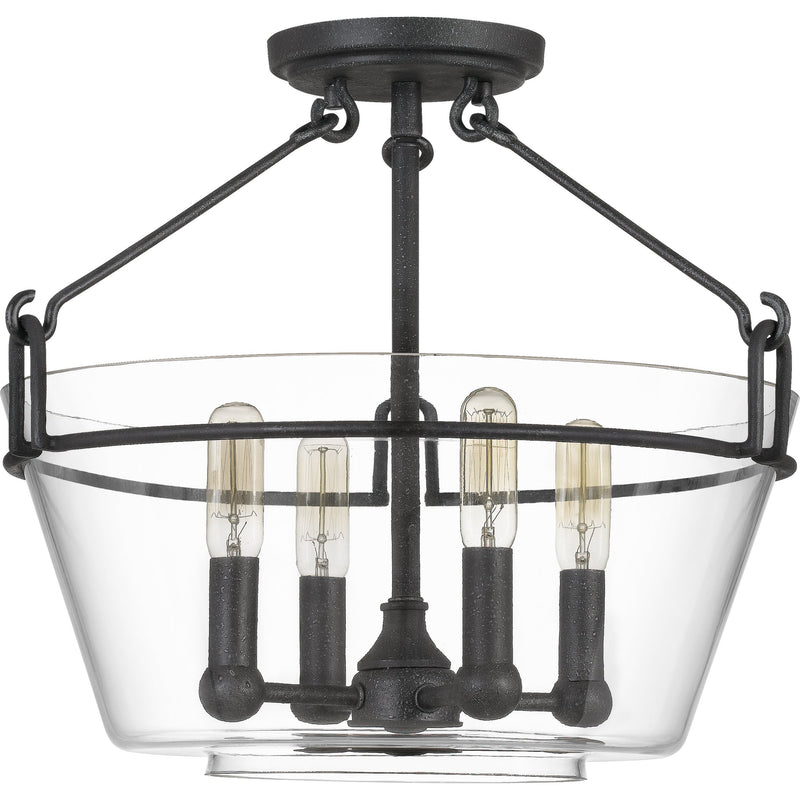 Wells - Semi-flush mount 4 light grey ash - WEL1717GK