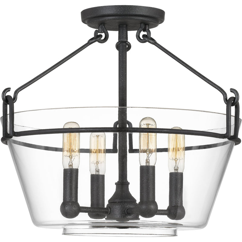 Wells - Semi-flush mount 4 light grey ash - WEL1717GK