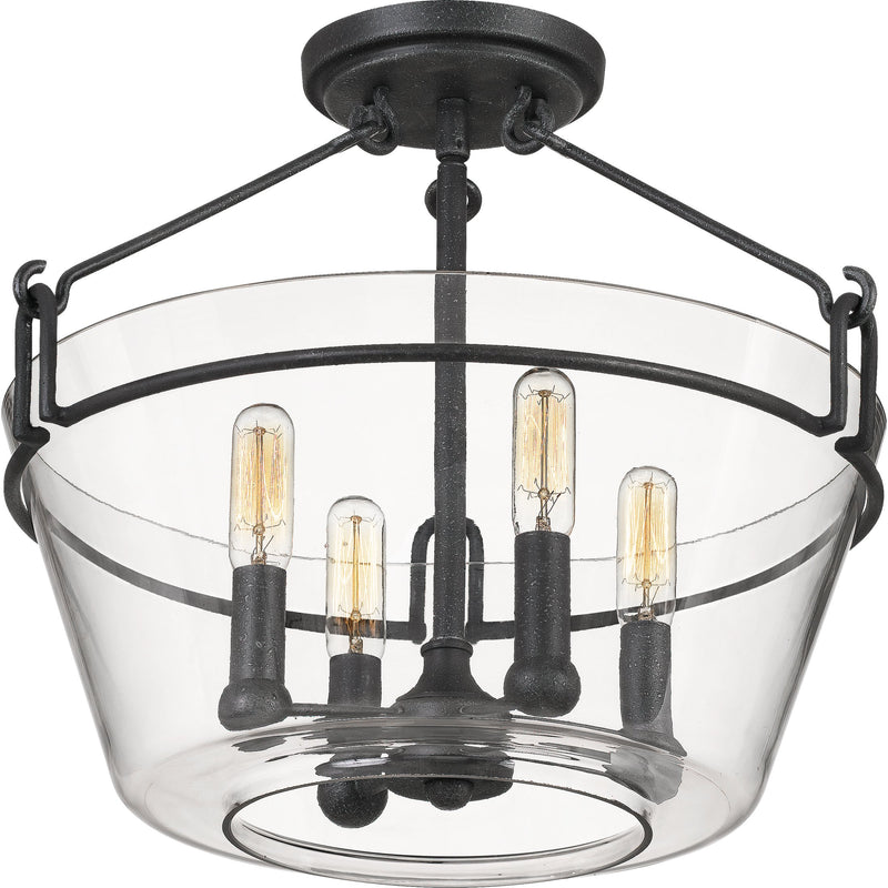Wells - Semi-flush mount 4 light grey ash - WEL1717GK